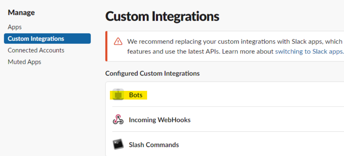 Slack Custom Integrations Bots